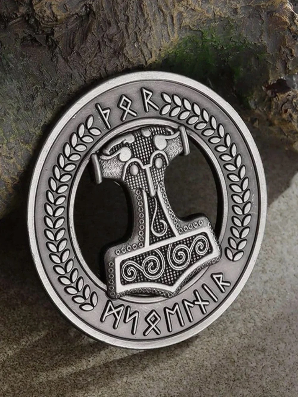 Mythology Nordic retro gods Odin Celtic Thor's hammer rune brooch.